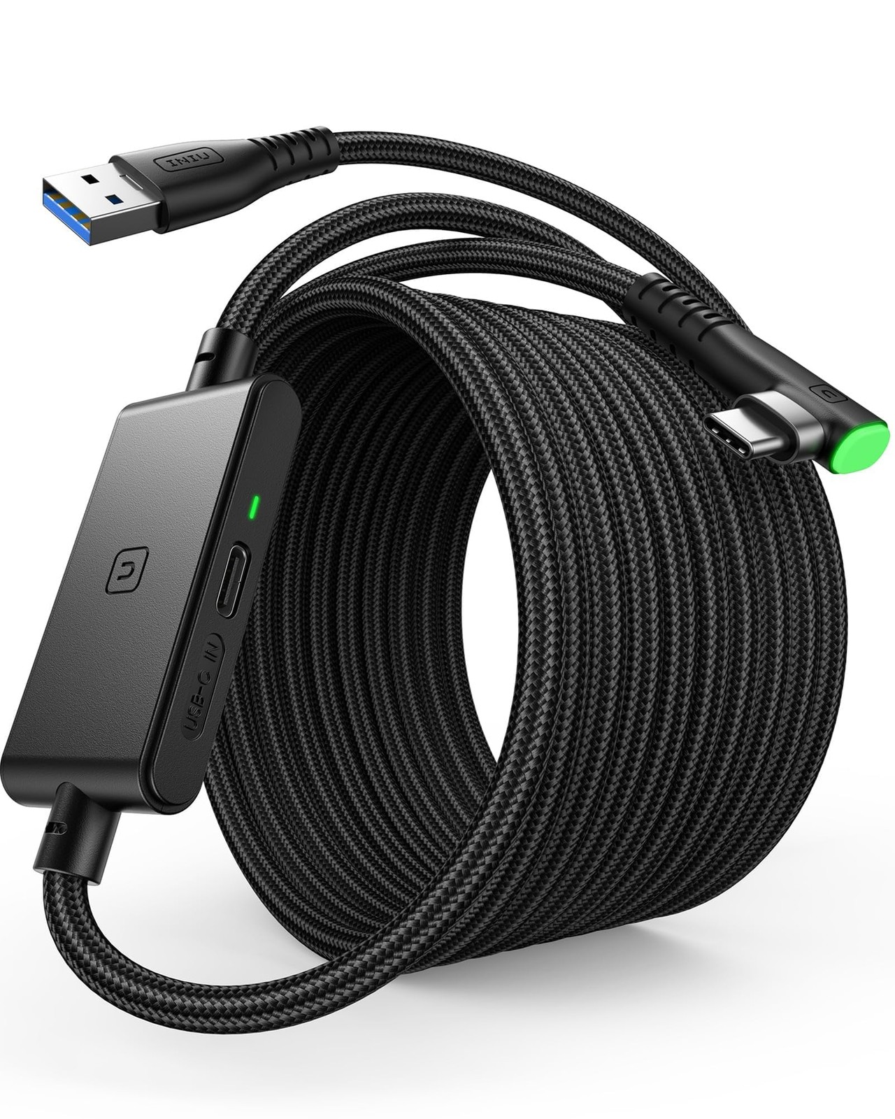 INIU VR Link Cable with Separate Charging Port, 16FT High 16 feet, Black