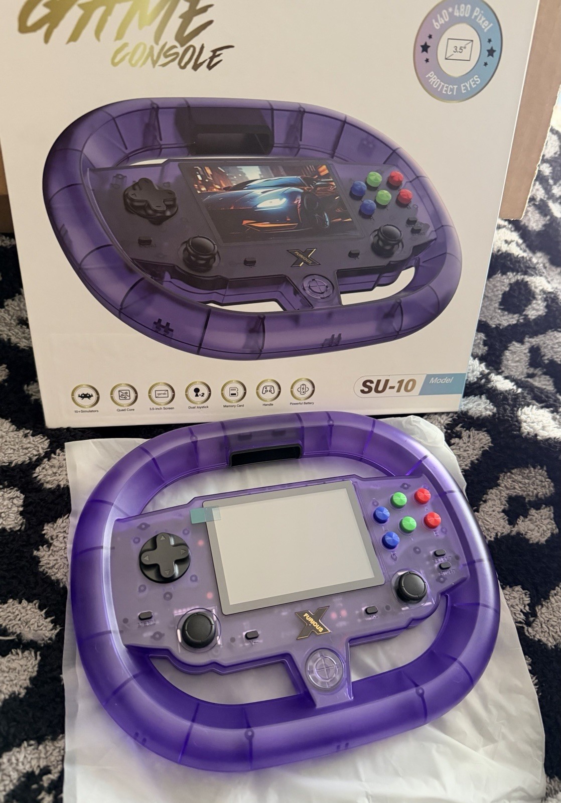 SU-10 Retro Handheld Game Console Purple | 3.5” Screen | 10K+ Games
