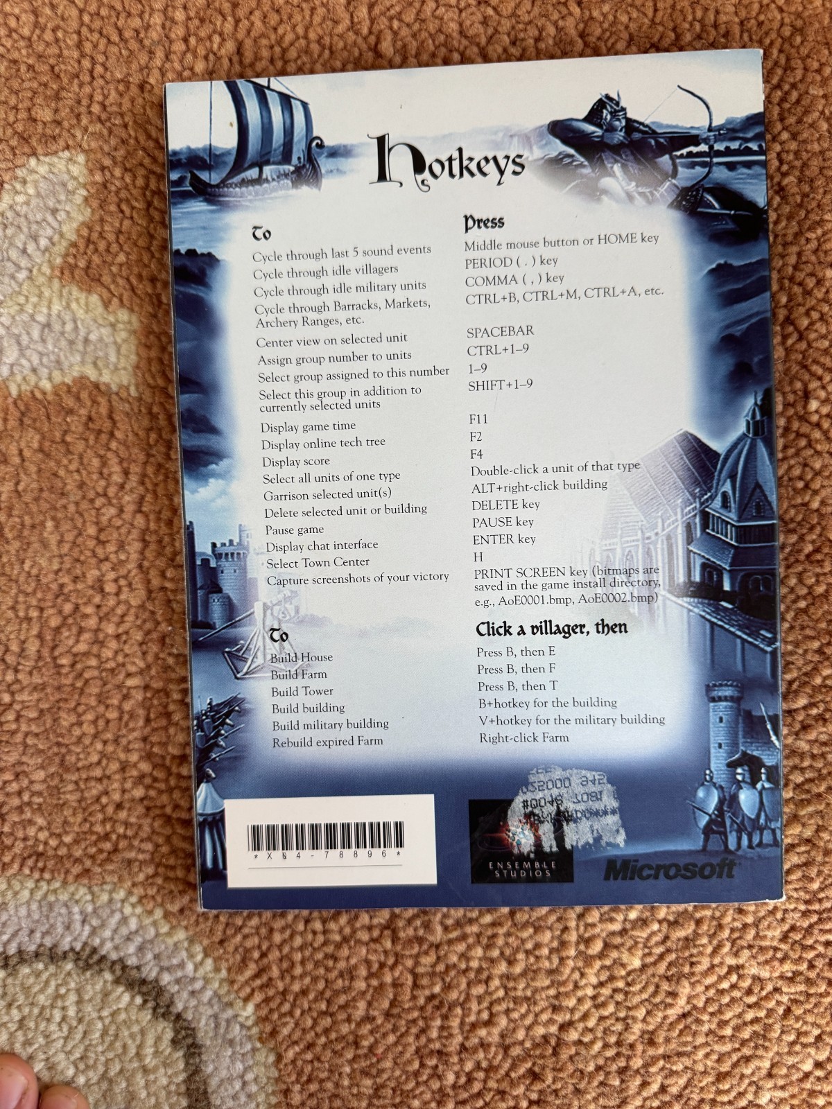 Age of Empires II Age of Kings Fold-Out Tech Tree Chart Poster Insert + Manuals