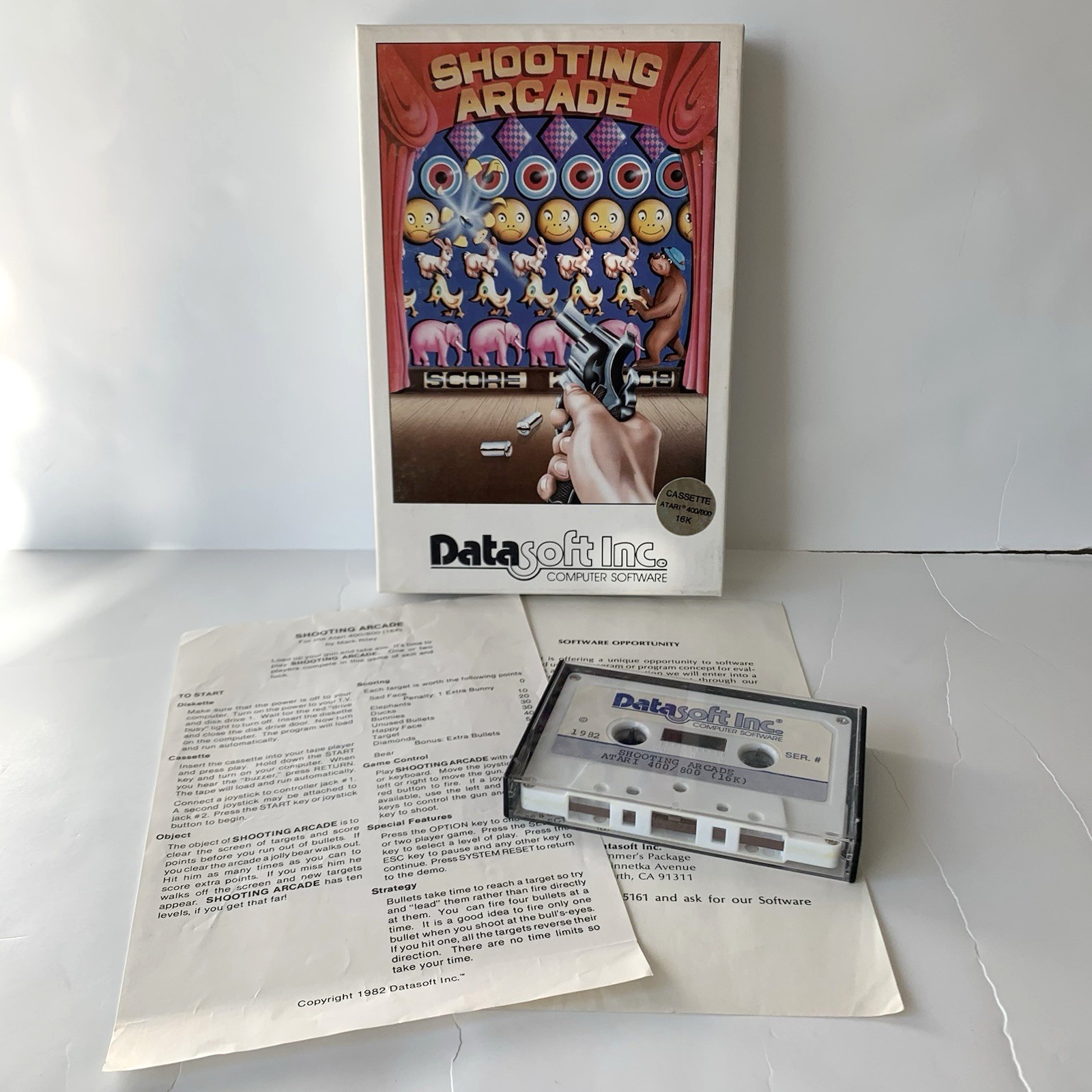 Shooting Arcade (Atari 400 800 XL XE, 1982) | Datasoft With Manual
