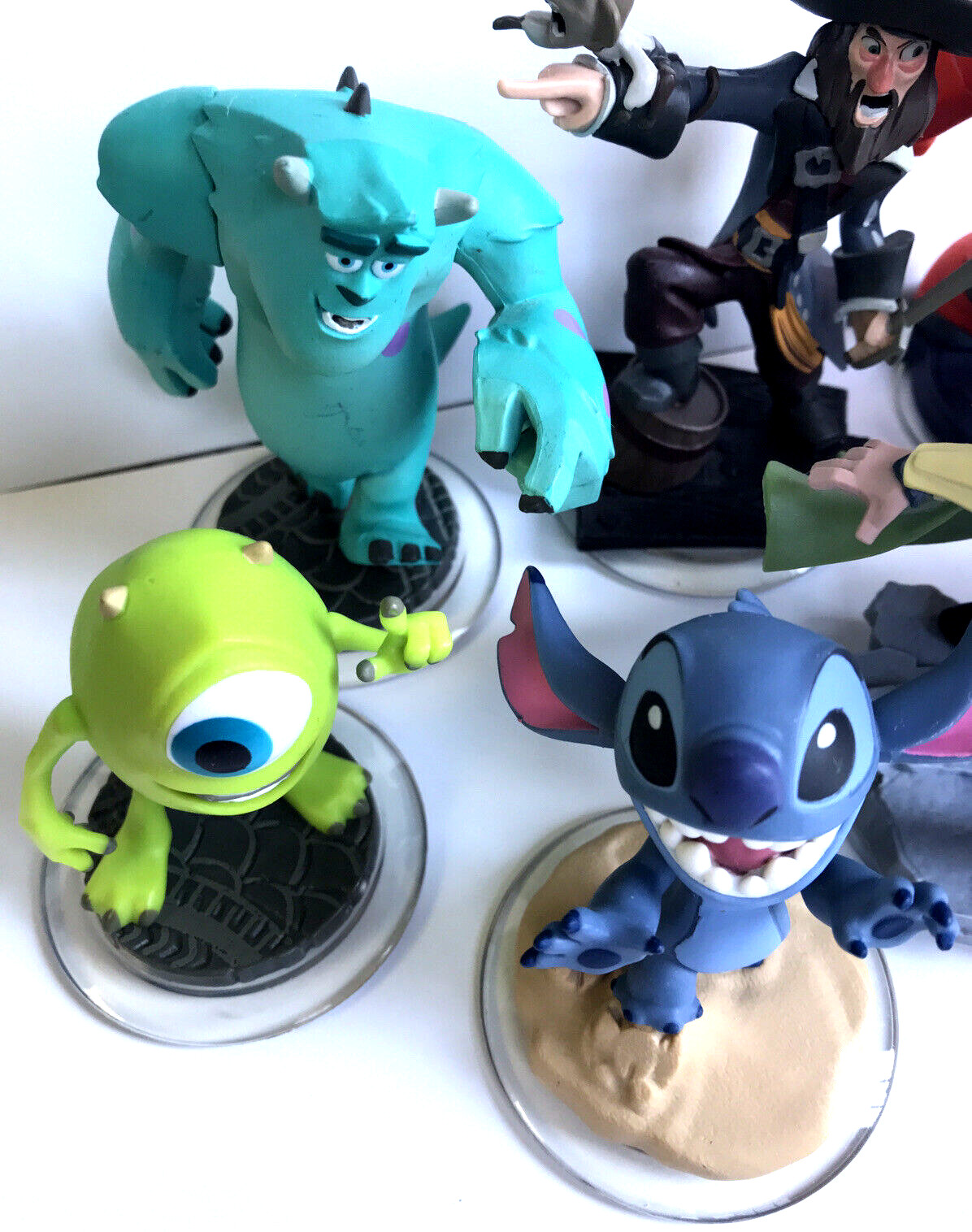 Disney Pixar Infinity Figures (7) Stitch Loki Baymax Barbossa Rocket Mike Sulley