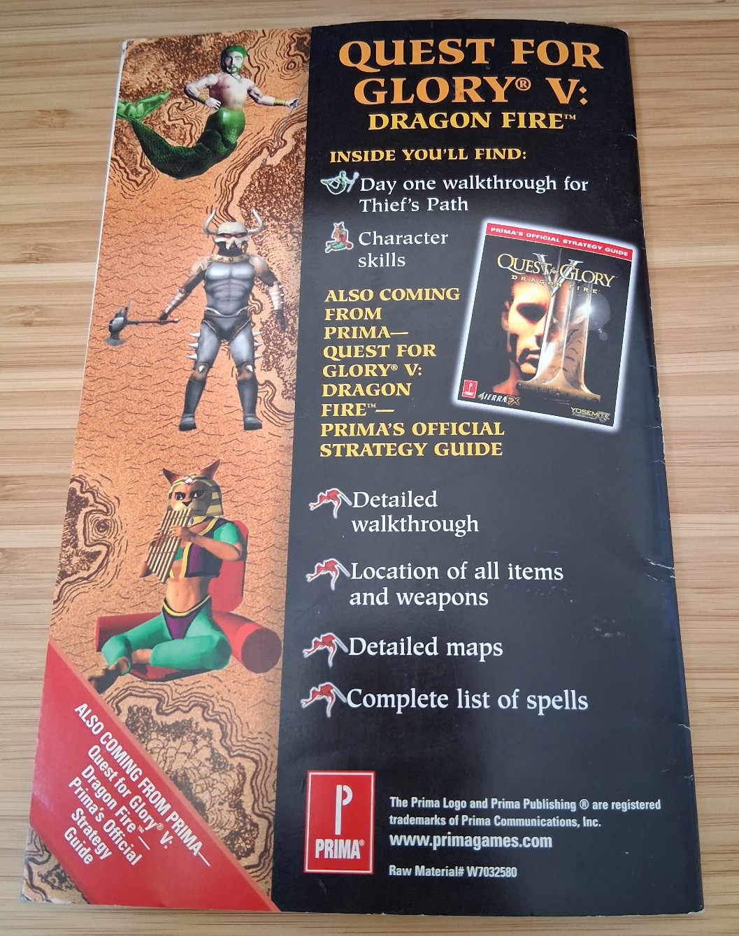 Quest for Glory V: Dragon Fire (Sierra, 1998) – Manual, Card, Hint Book NO GAME
