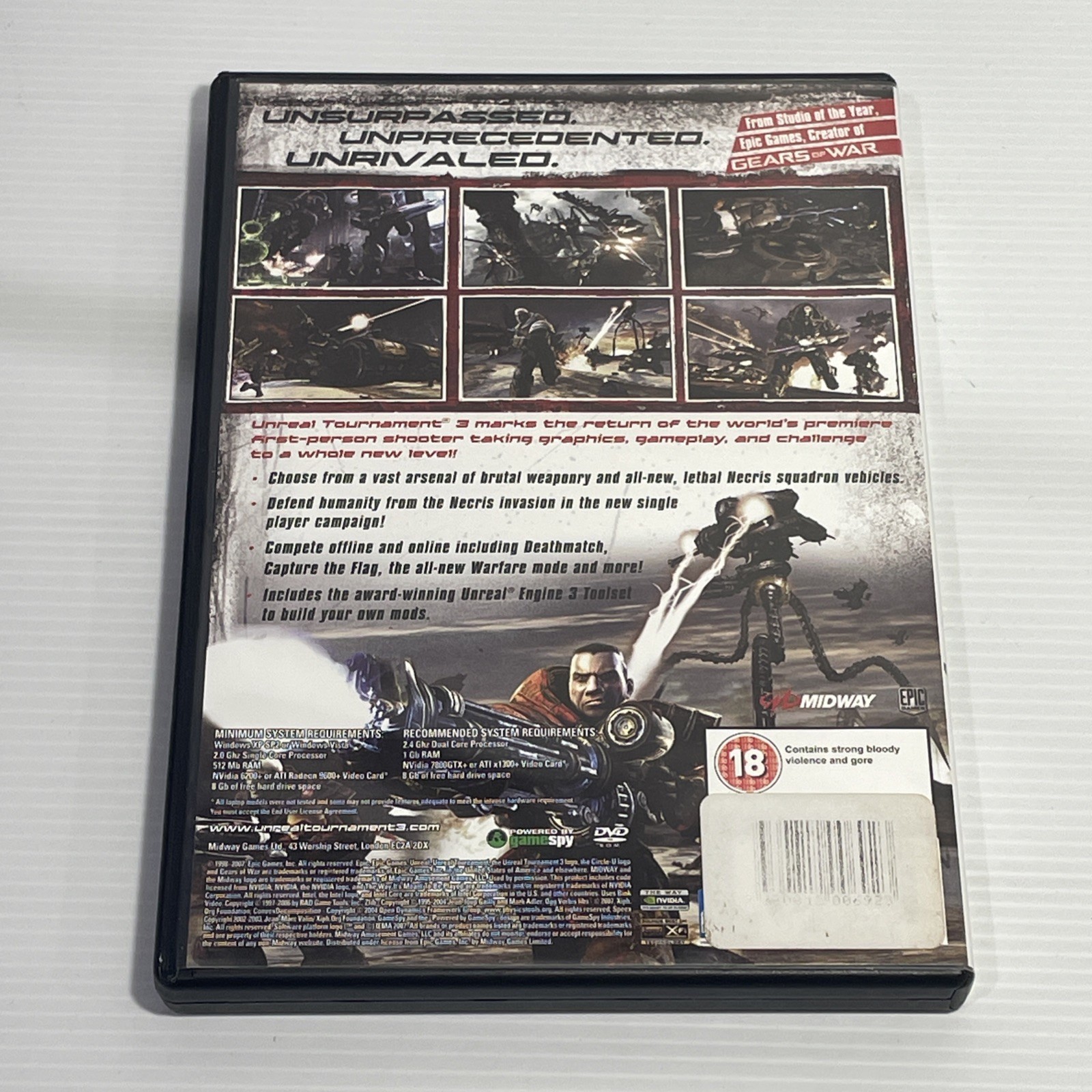 Unreal Tournament 3 PC DVD ROM Game 2007 Complete VGC Australian MA15+