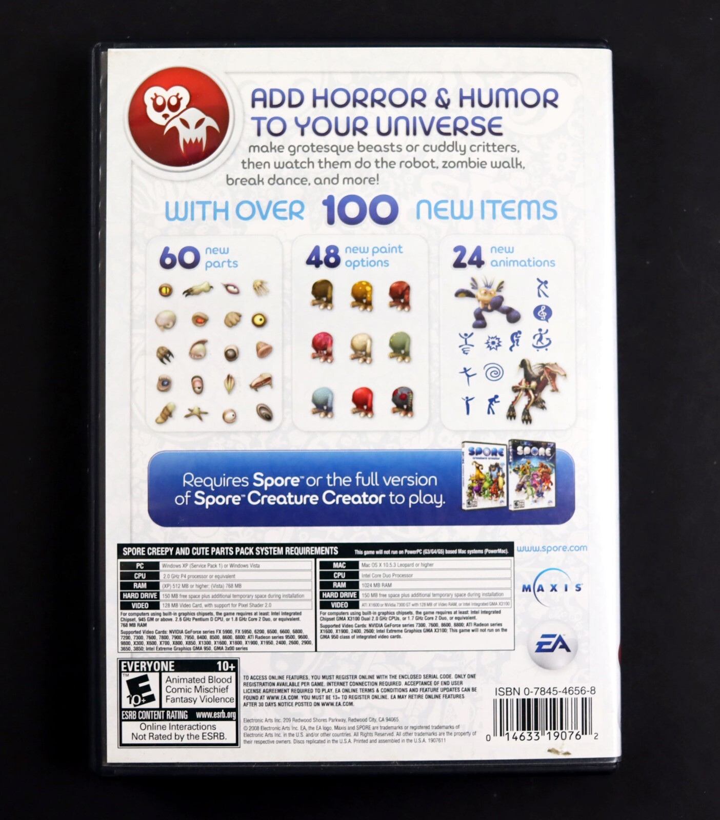 Spore Creepy & Cute Parts Pack PC/Mac Video Game 2008 EA Complete Tested Works