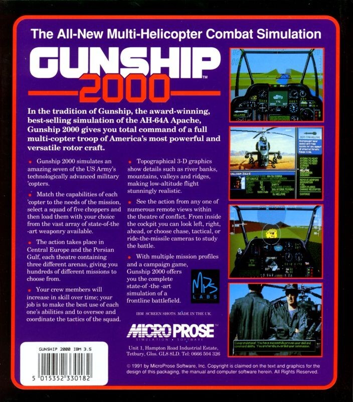 Gunship+Gunship 2000 PC Game Microprose Windows 10 11
