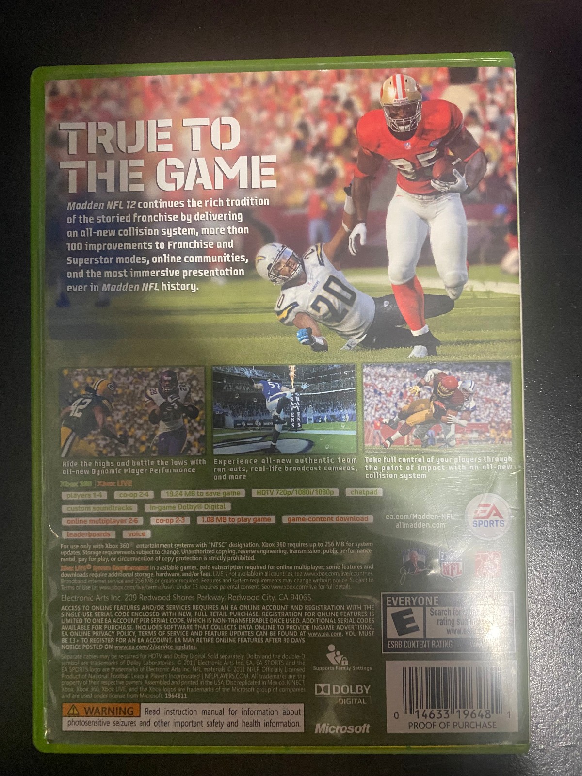 Madden NFL 12 – Microsoft XBox 360 – EA Sports – Acceptable Condition