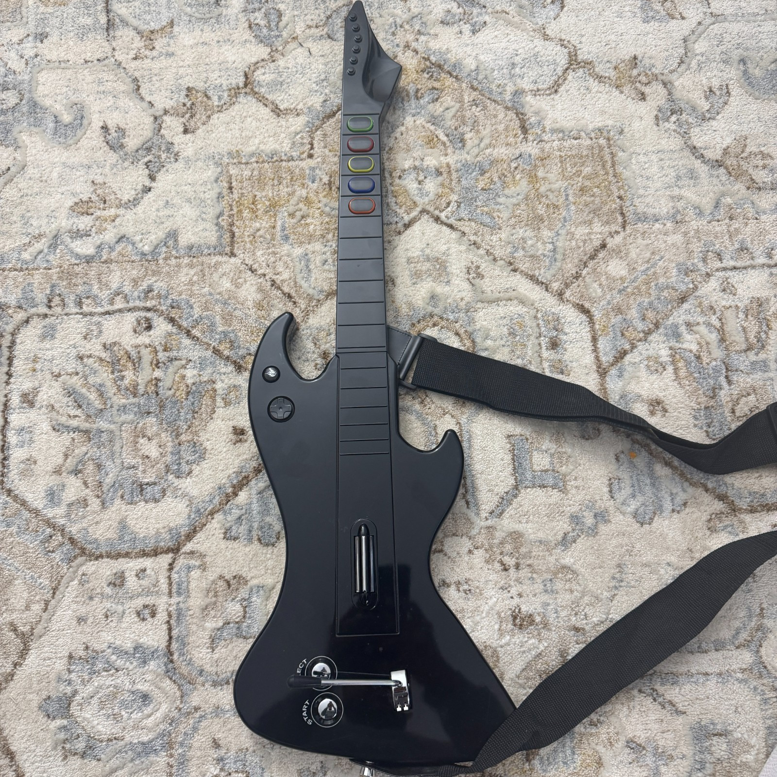 PS3 Guitar React RT3300 Black Wireless Rw/ Strap NO DONGLE