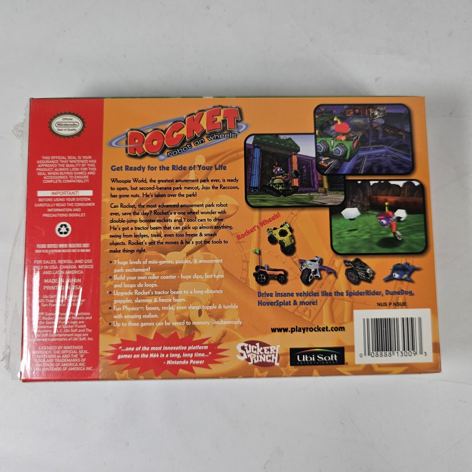 Rocket: Robot on Wheels (Nintendo 64, 1999) Game CIB Complete MINT CELLOPHANE