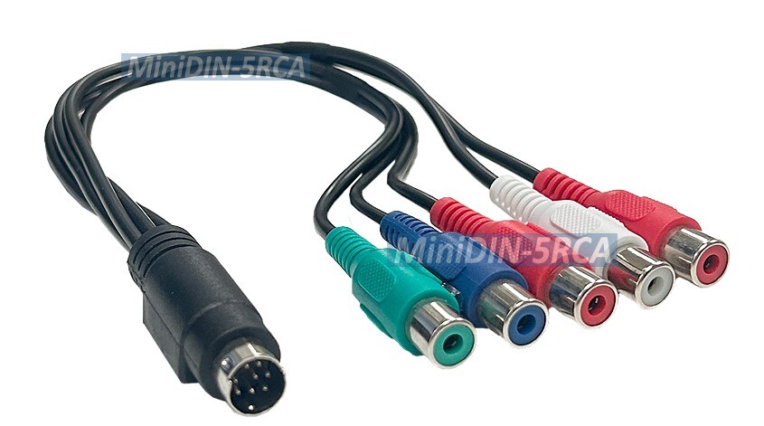 8-pin Mini DIN Type To 5 RCA RGB Breakout Adapter Cable