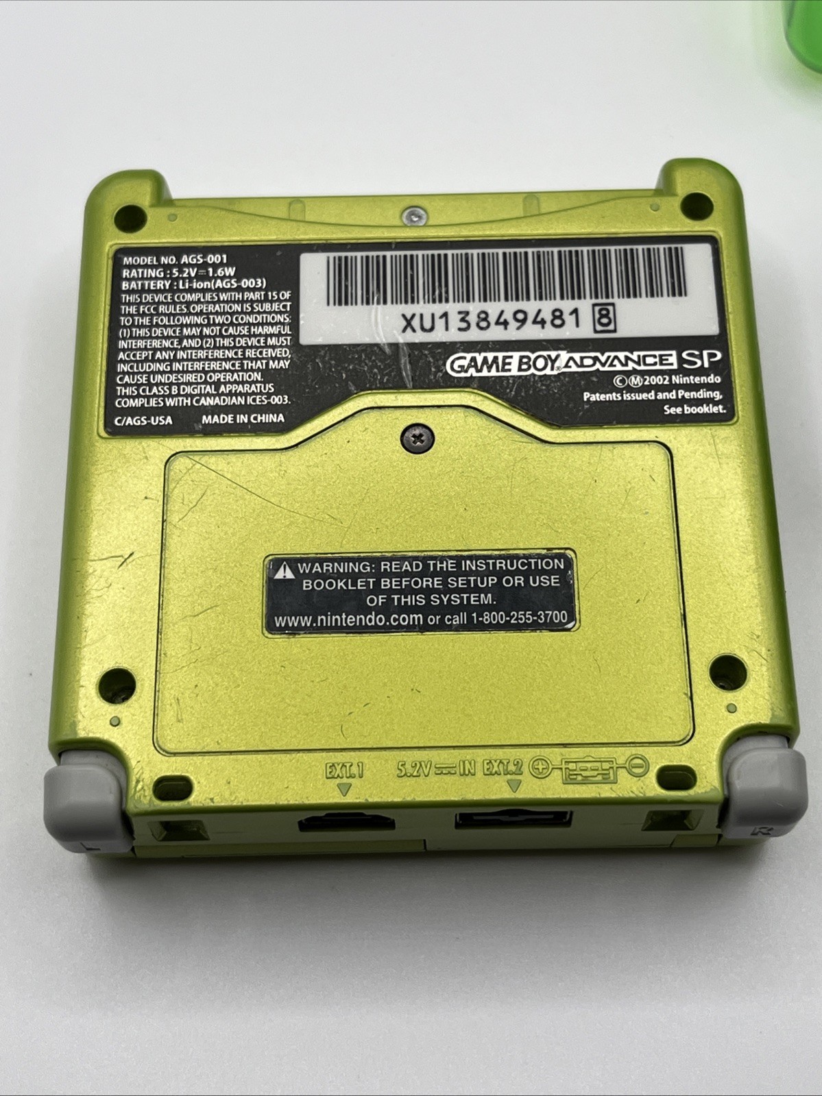 Nintendo Game Boy Advance SP Lime Green Edition W Charger – Case & Game