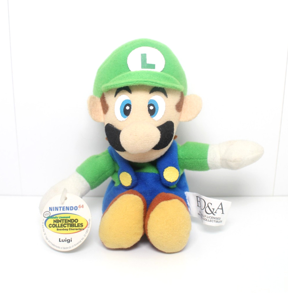 Vintage Nintendo 64 Luigi Beanbag Plush Doll + Hang & Tush Tag (BD&A, 1997)