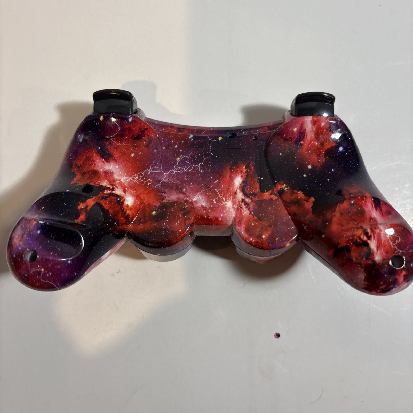 (2) PlayStation 3 PS3 Controllers Third Party Black Skulls & Red Cosmos Galaxy