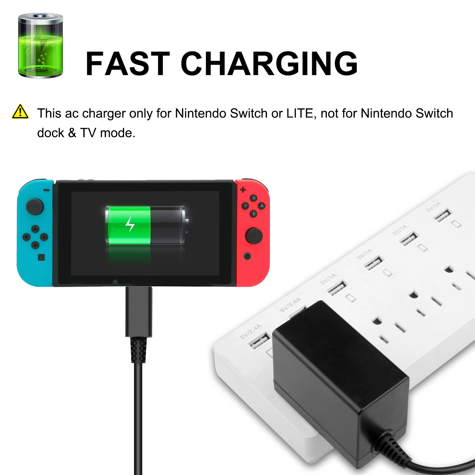 For Nintendo Switch AC Power Supply Adapter Home Wall Travel Charger USB-C