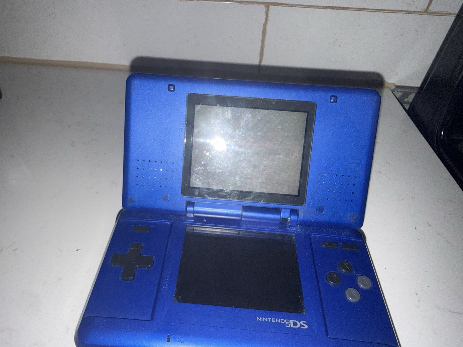 Nintendo DS Launch Edition Electric Blue Handheld System With Chargers. Works