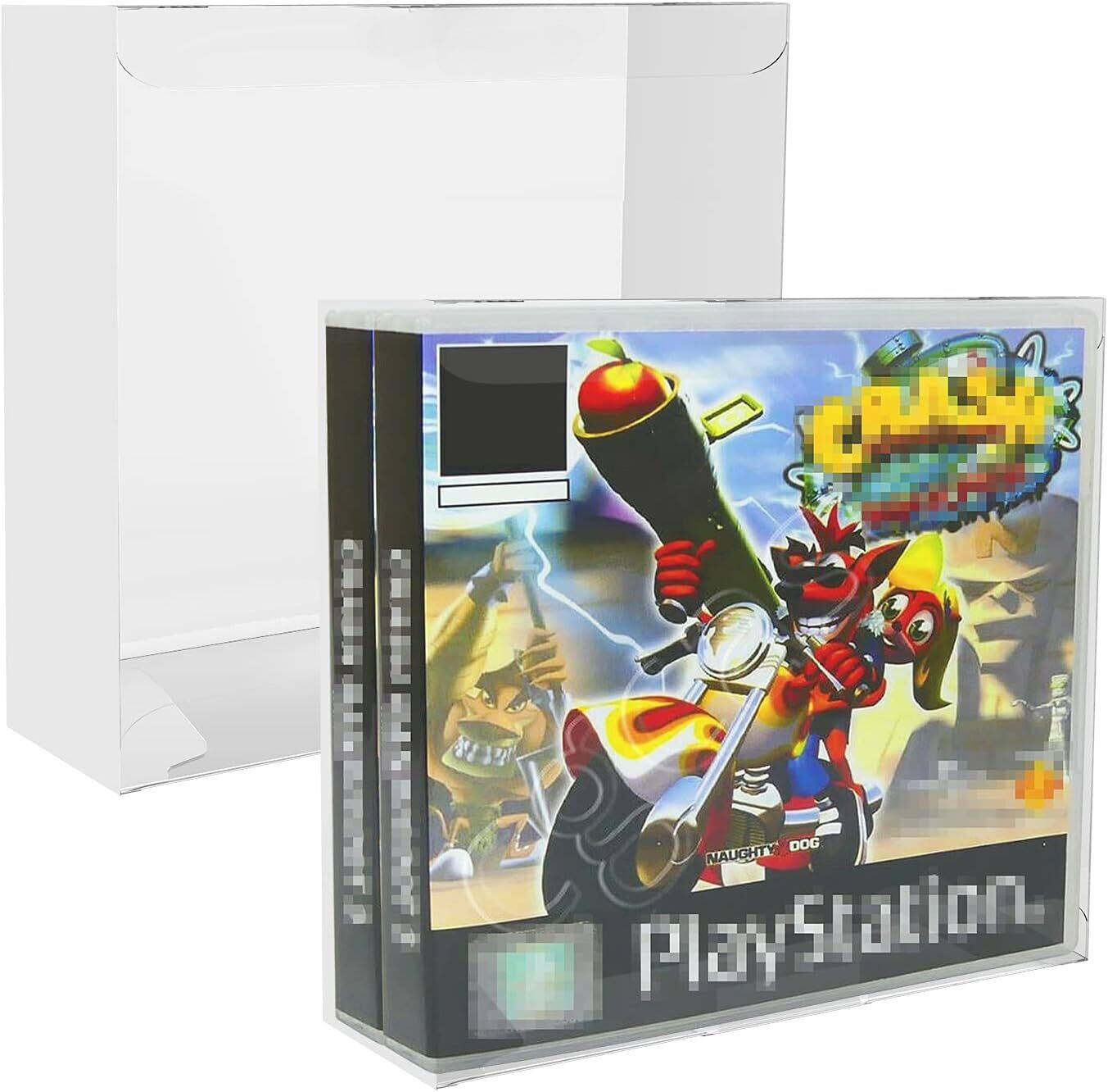 5x Double Video Game Plastic Protectors Cases Display For Sony PlayStation 1 PS1