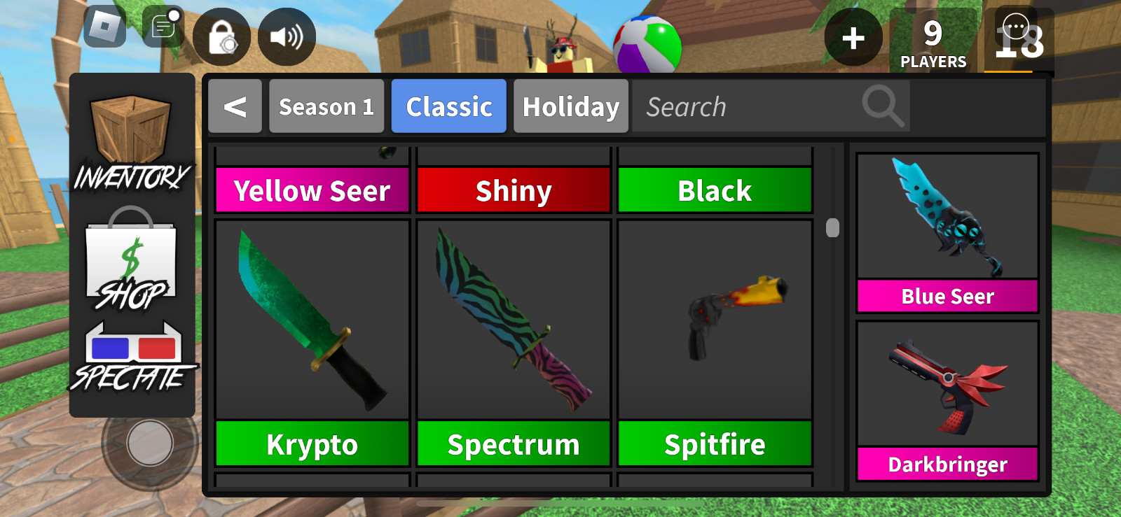mm2 weapons (all colors seers, heat , bio blade, Eternal etc)