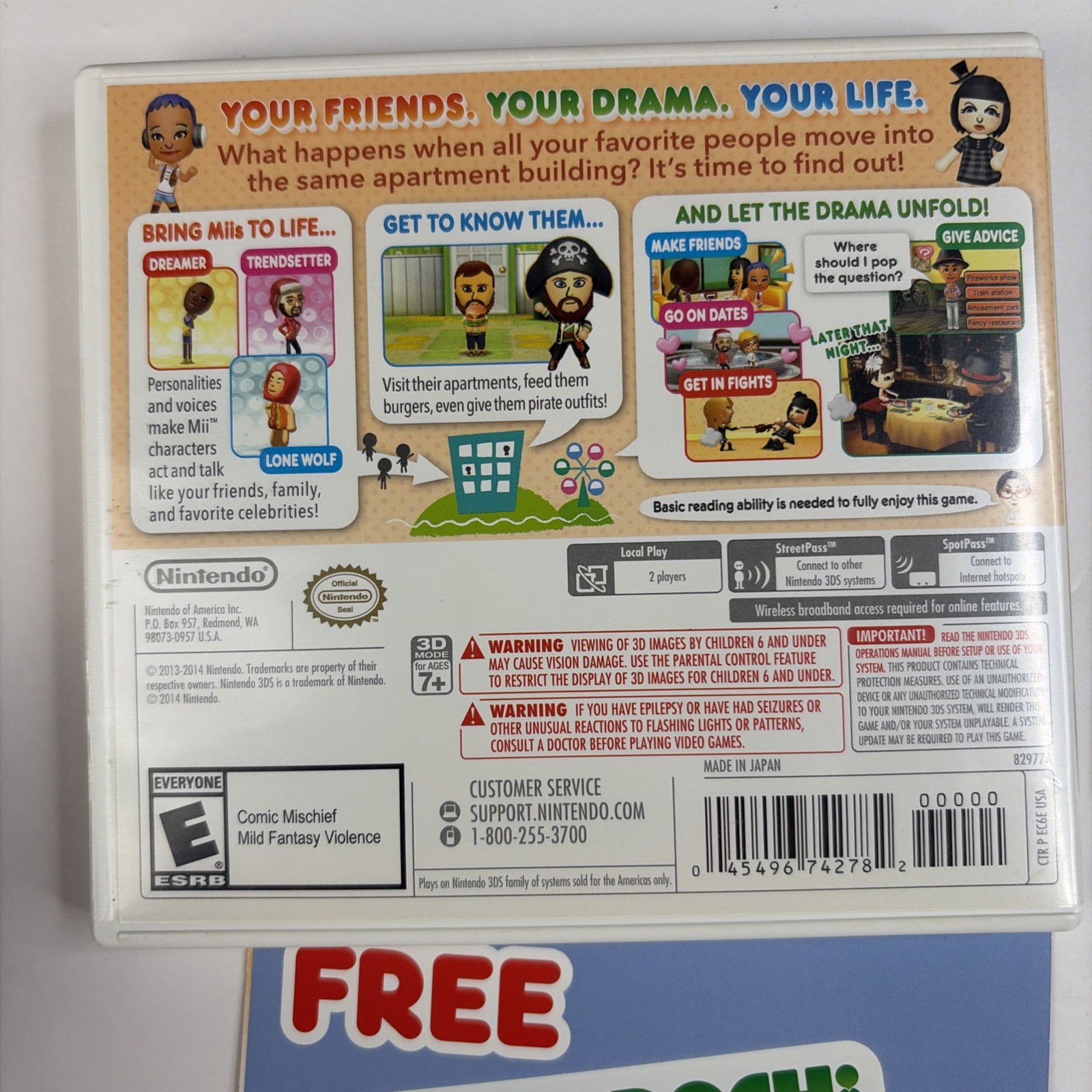 Tomodachi Life (Nintendo 3DS, 2014) Complete In Box W Manual