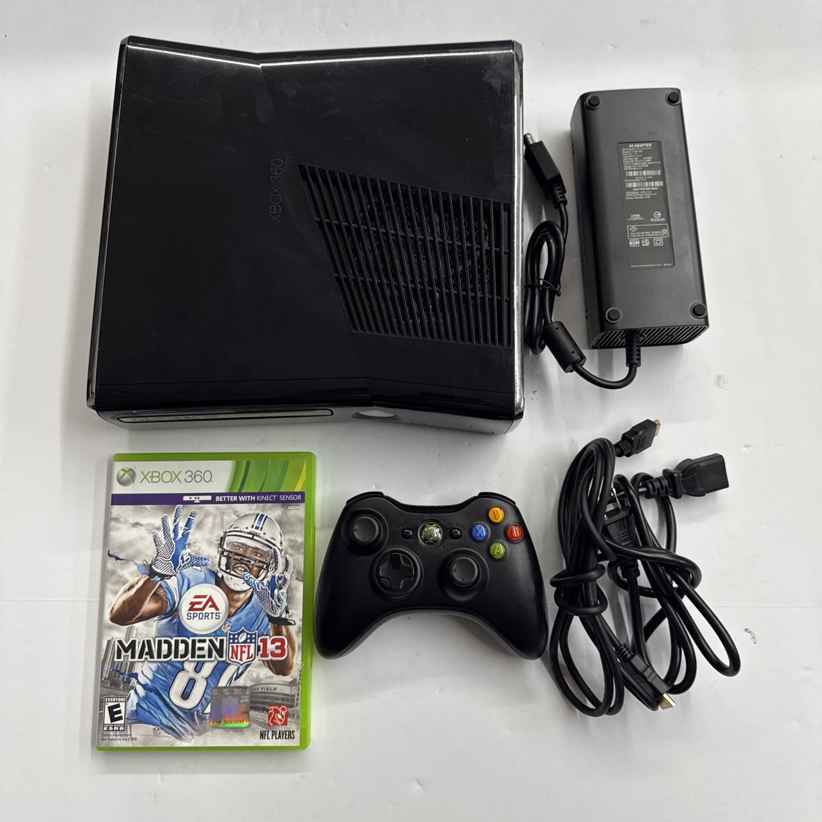 Xbox 360 – Microsoft S 250GB Glossy Black Console Complete Tested Working #2946