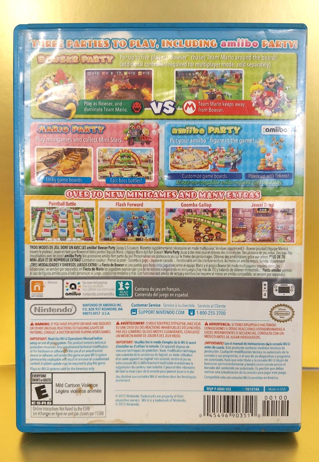 MARIO PARTY 10 Nintendo Wii U Complete Disc Case Manual CAR RACING E VIDEO GAME