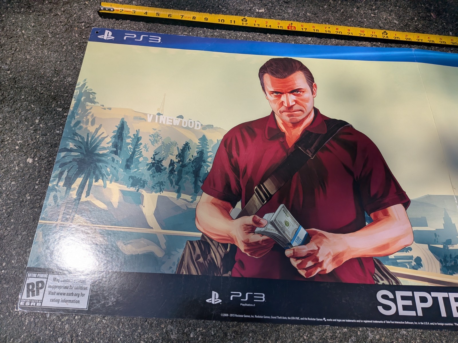 Grand Theft Auto V Promo Banner Poster GameStop RARE GTA 5 Michael Promotional