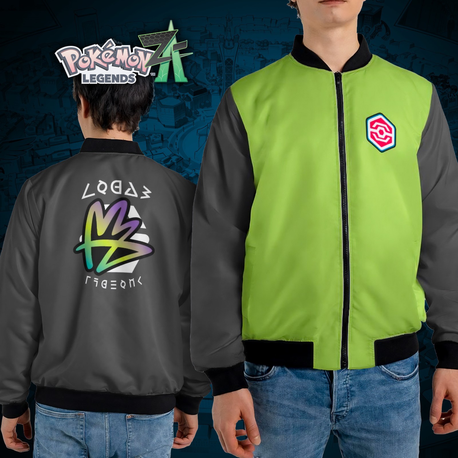 Pokémon LEGENDS ZA Bomber Jacket | Unisex Nylon Zip-Up | Gamer Jacket