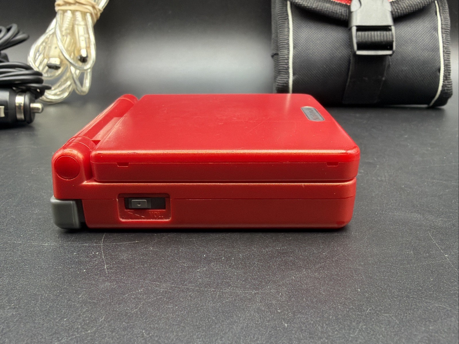 GBA SP Console Flame Red AGS-001 Nintendo Game Boy Advance Tested Good Shape
