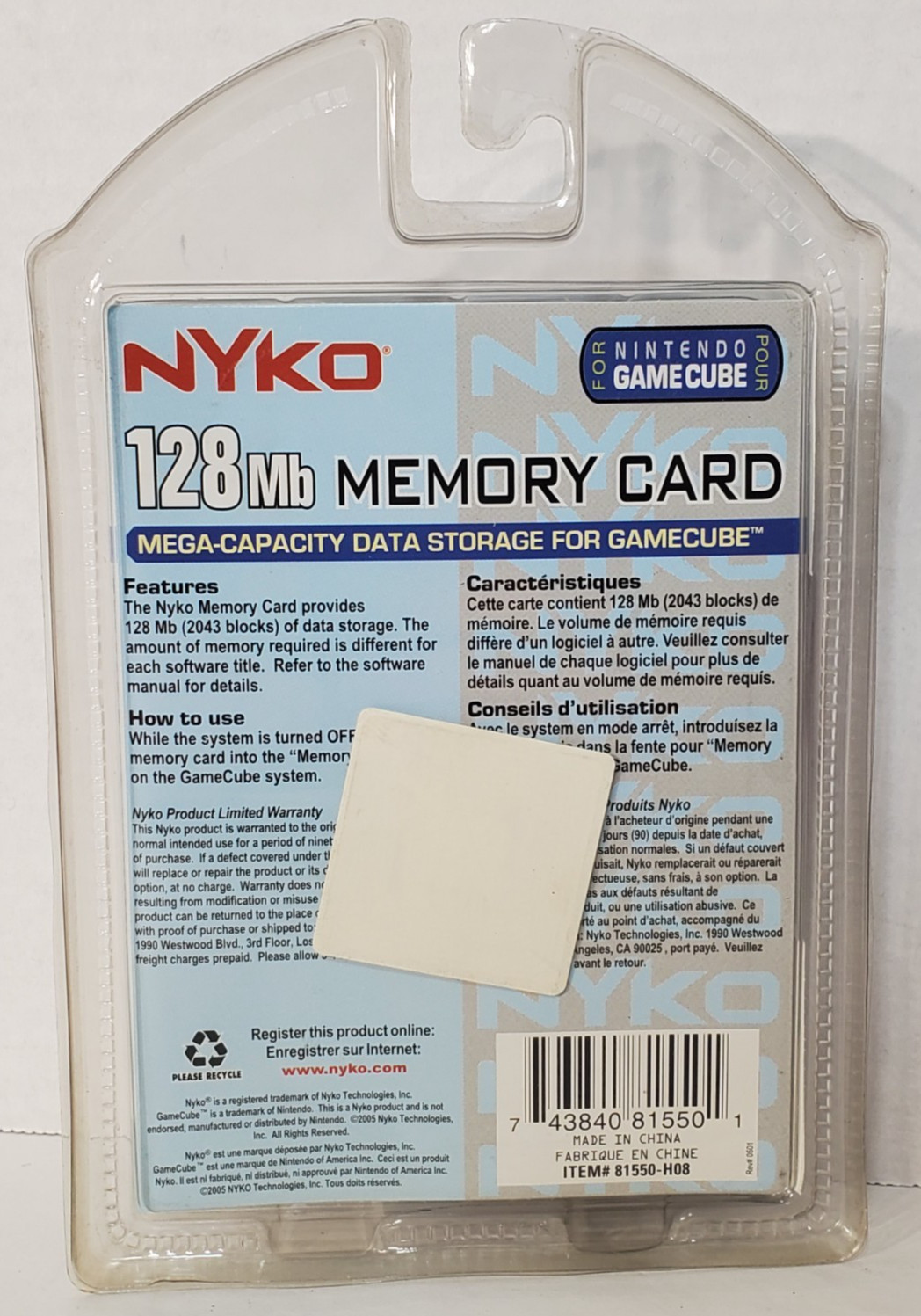 Nyko 128Mb (2043-Blocks) Memory Card for Nintendo GameCube – Sealed NEW NOS