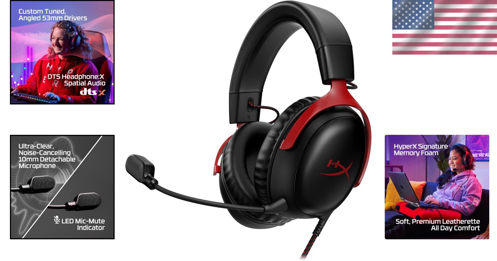 Cloud III Wired Headset – Spatial Audio, USB-C, 53mm Drivers