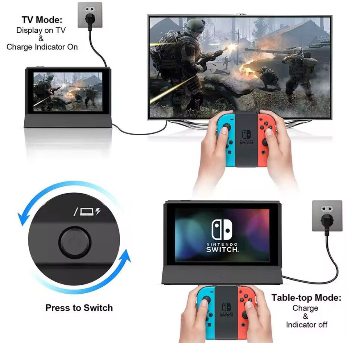 Docking Station For Nintendo Switch & OLED Model, HDMI Adapter Connect to TV US