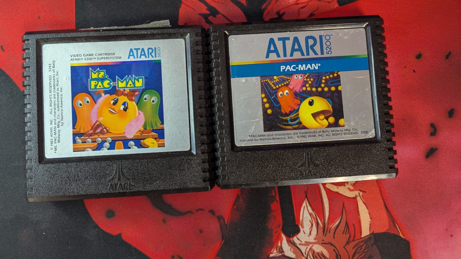 Lot of 2 Vintage Pac-Man & Ms. Pac-Man Atari 5200 Game Cartridges Tested Working