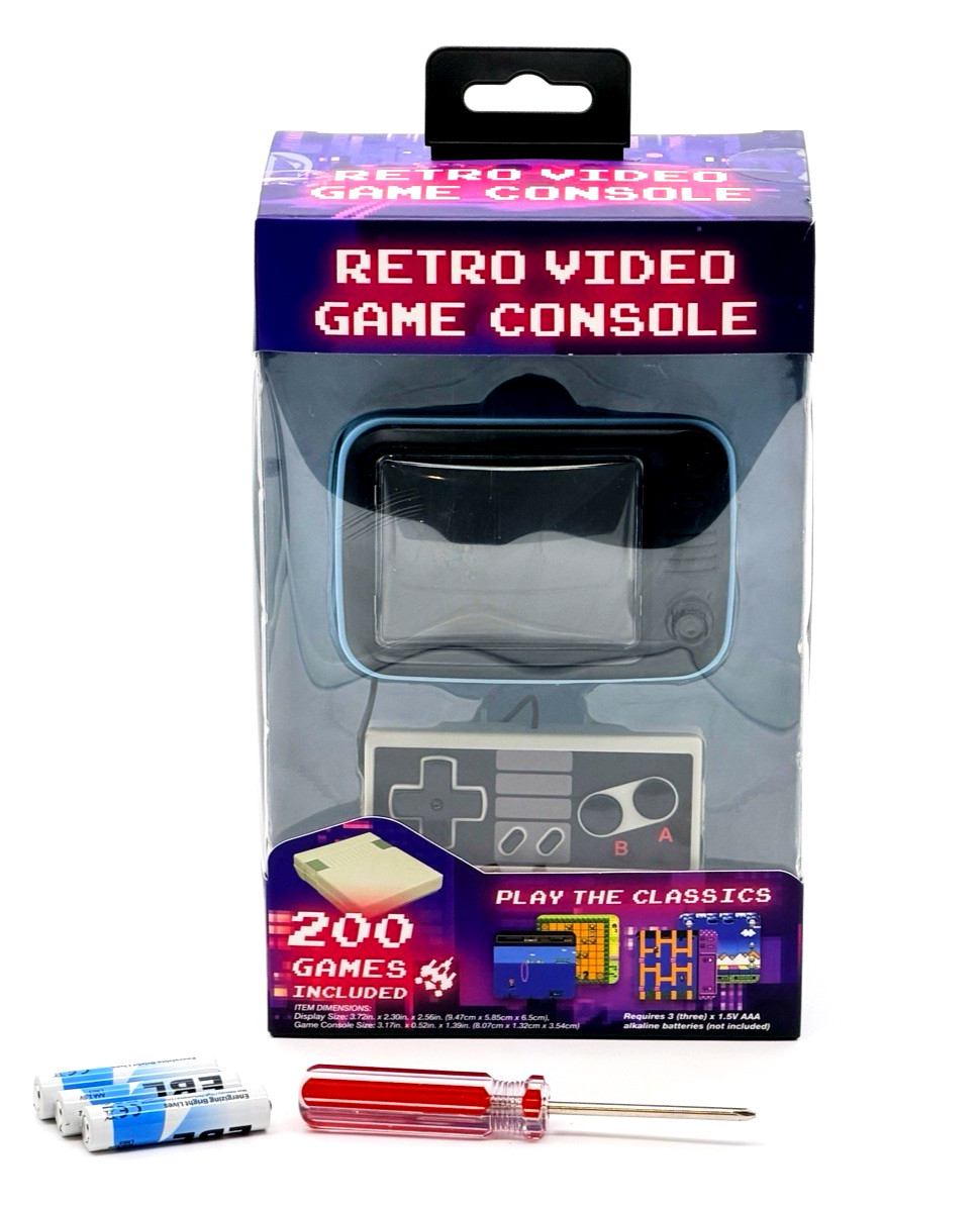 Vivitar Retro Mini Console 200 Games – Tested – Batteries + Tiny Tool Included