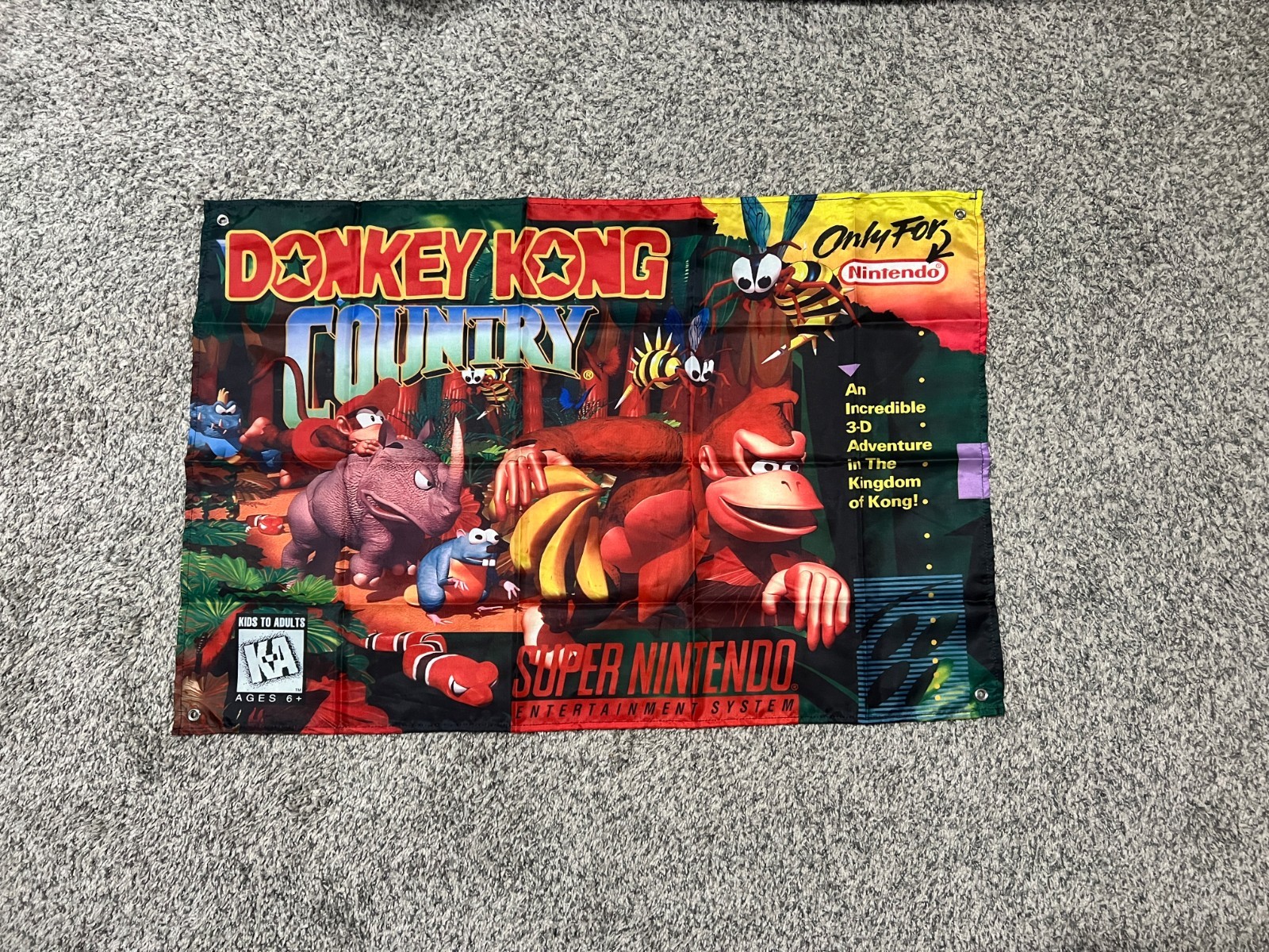 Donkey Kong Country SNES Custom Wall Banner Tapestry 3 x 3 Ft