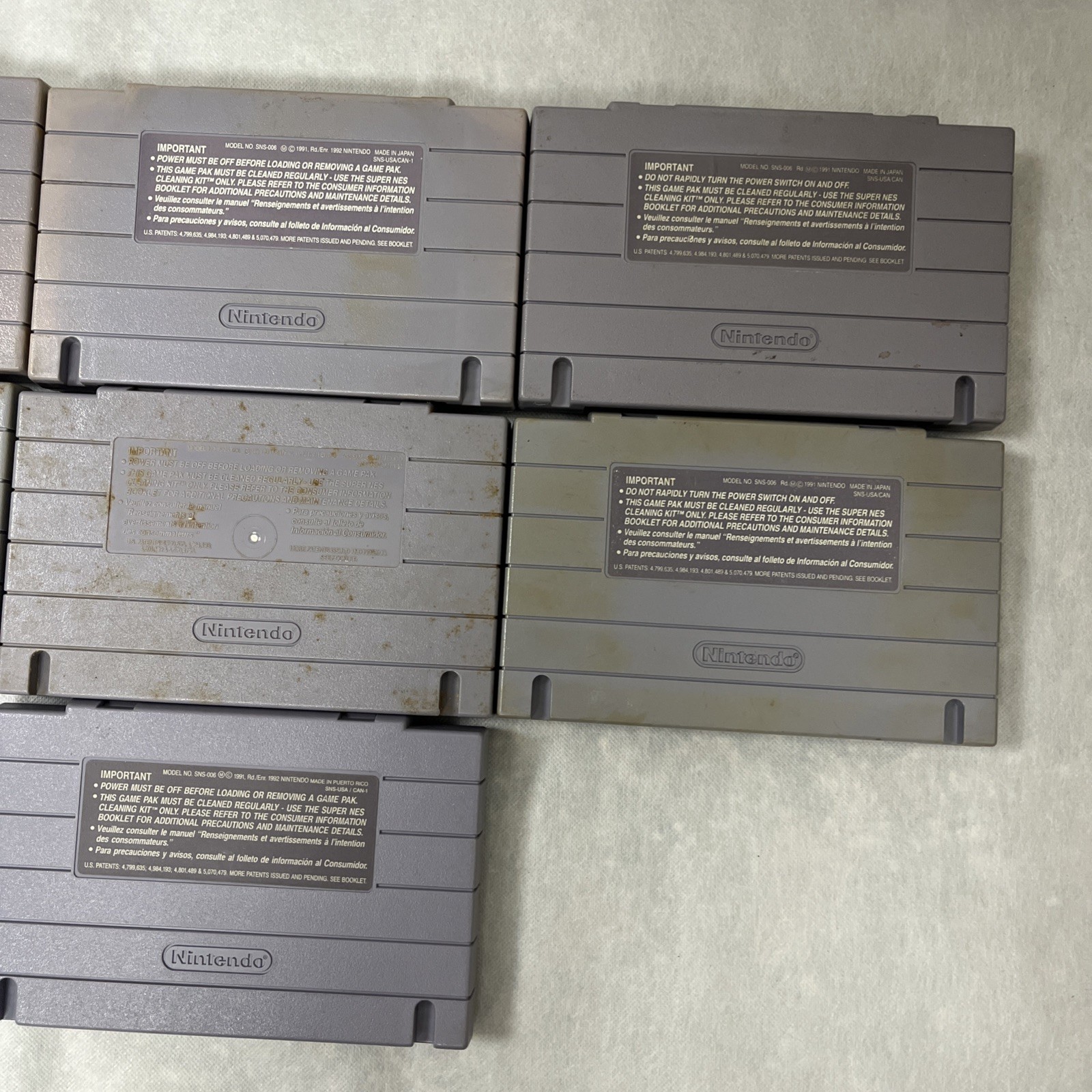 Vintage Super Nintendo Snes Video Games Mixed Title/Genres Lot Of 7 Not Tested