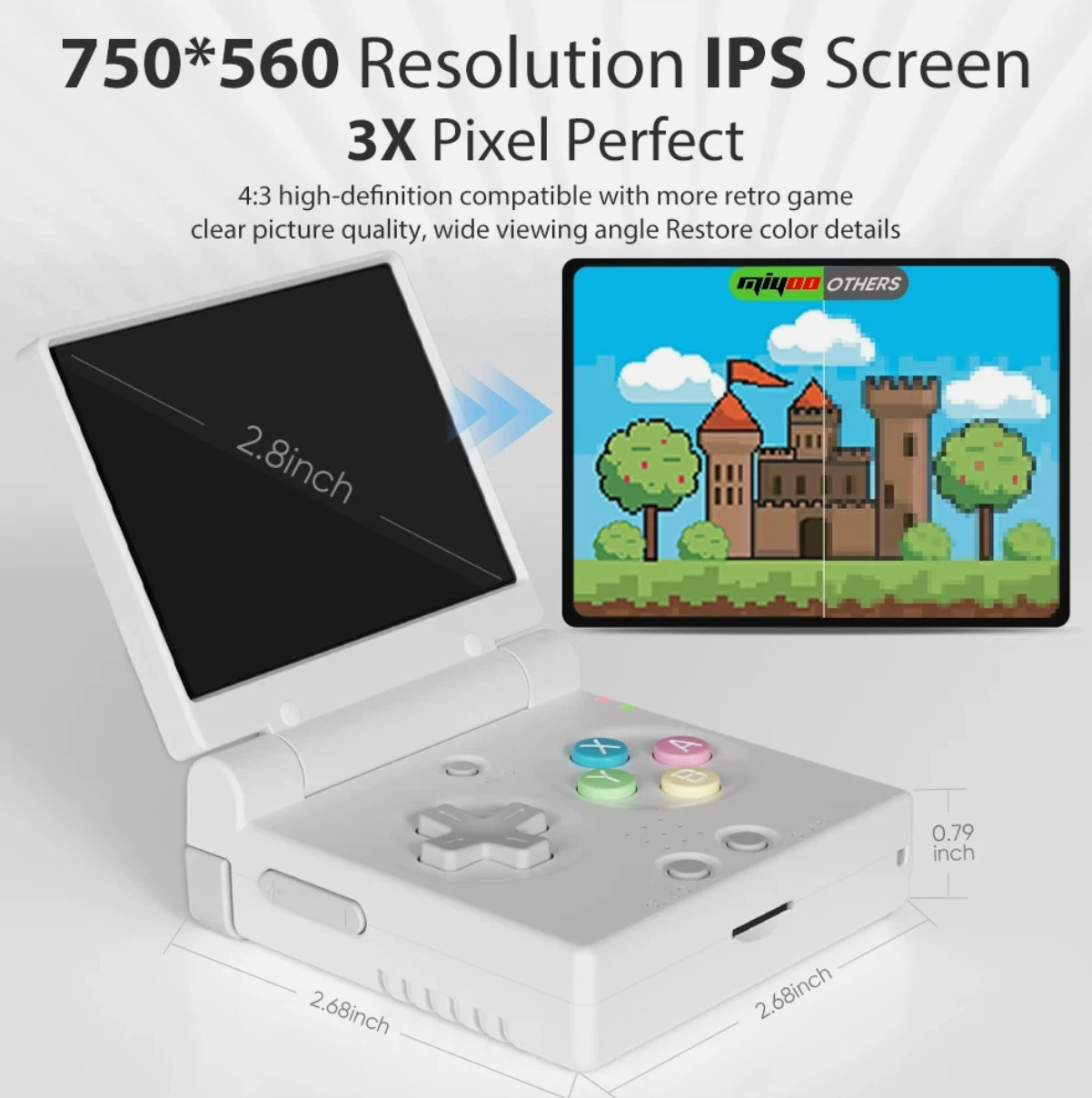 Miyoo Mini Flip Grey 64GB 2.8” IPS Retro Handheld Console OnionOS WiFi + Case