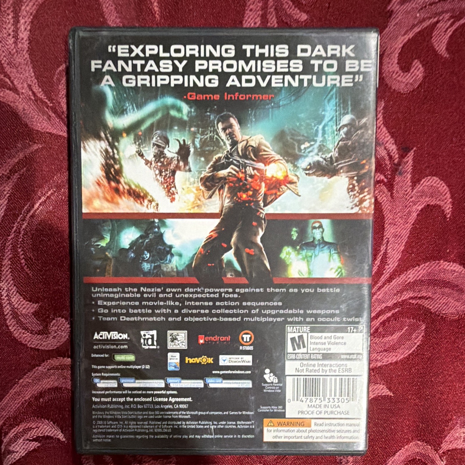 Activision Wolfenstein PC DVD-ROM Shooter M Multiplayer Wolfenstein Series