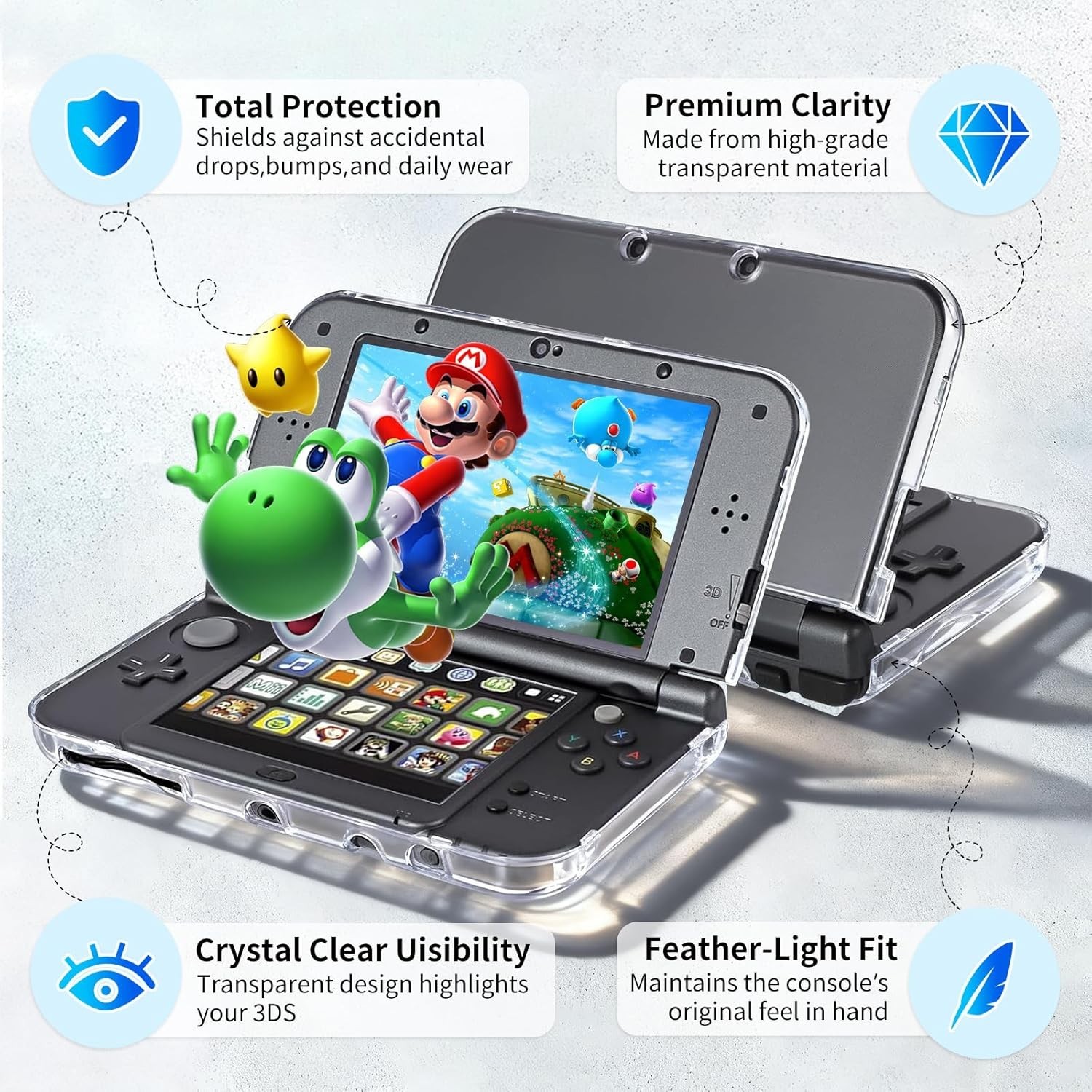New 3DS XL Clear Case,Crystal Transparent Hard Shell for New 2015 Nintendo 3DS X