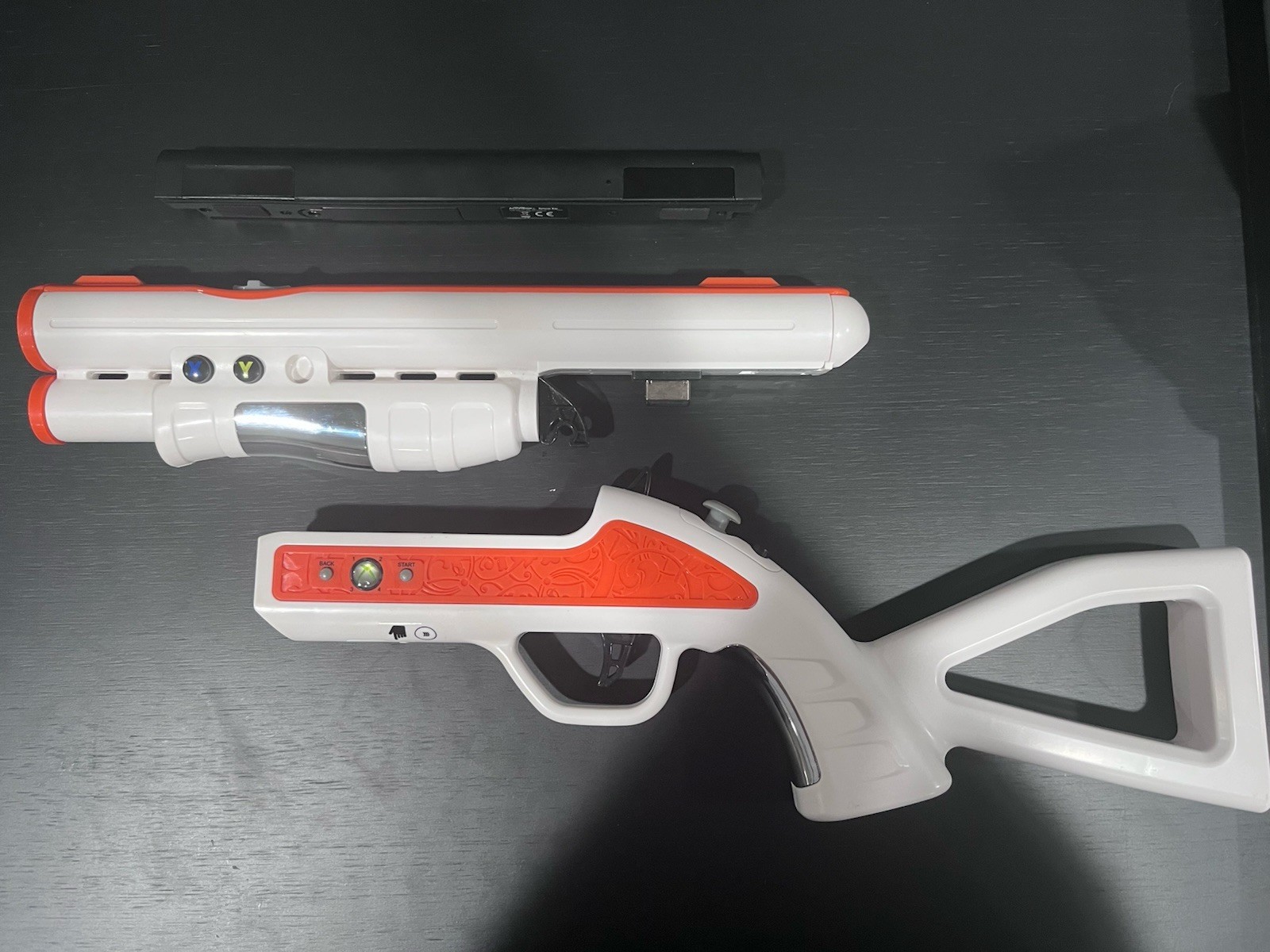 Gun-Shaped Controller Accessory, White & Orange Plastic Gun Controller Xbox 360