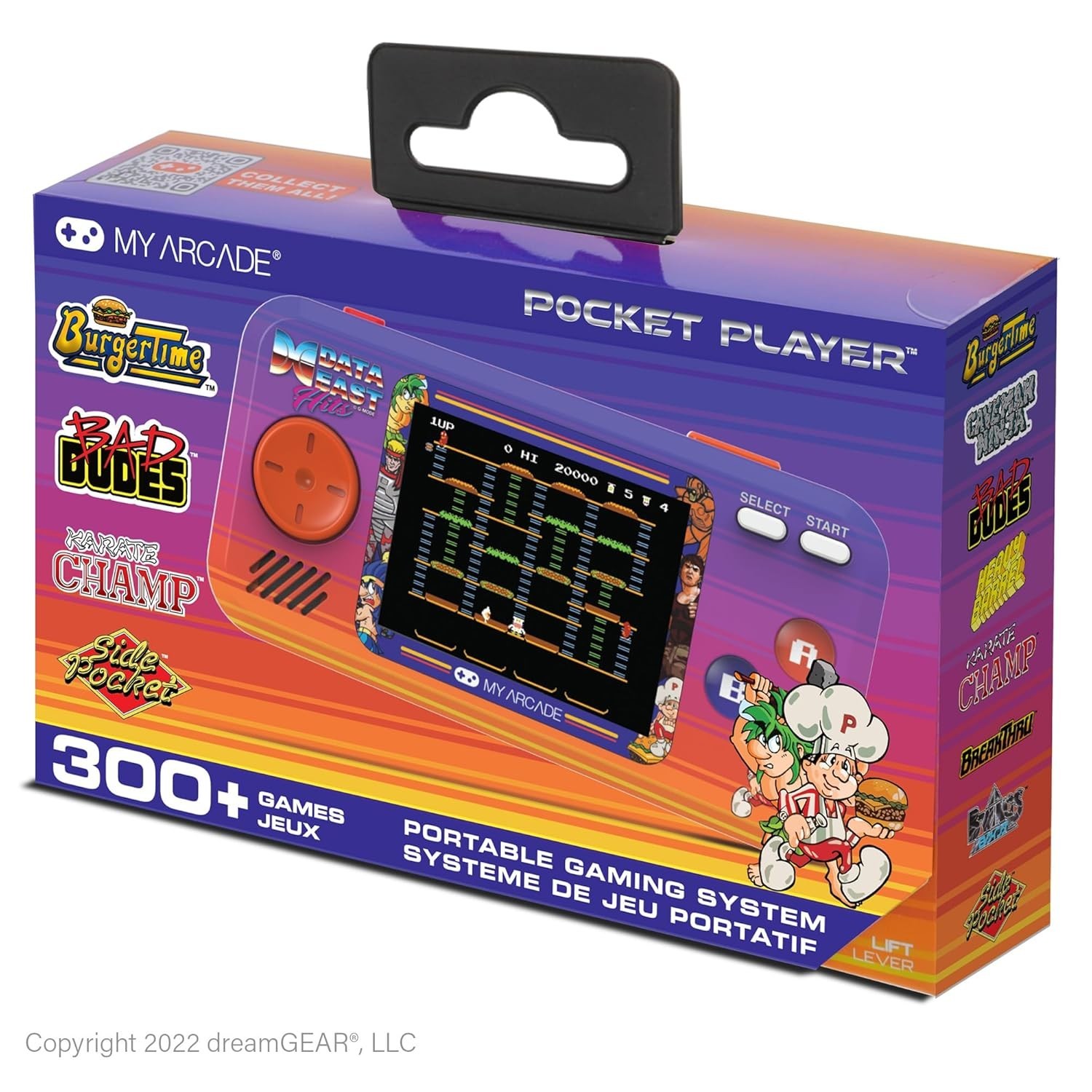 Retro Pocket Player by Data East: 308 Games, Built-In Speakers & Lanyard