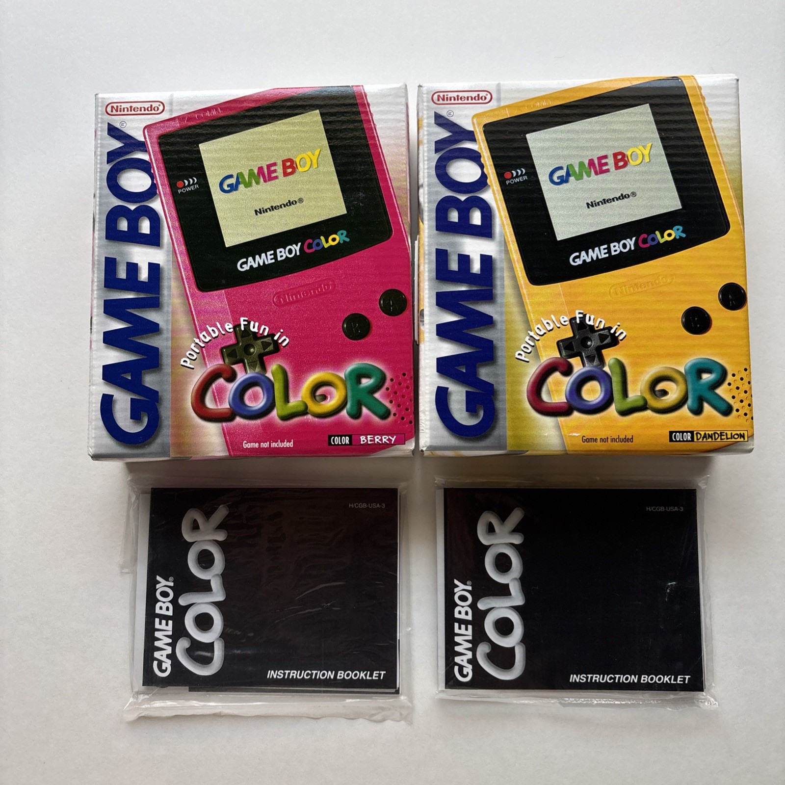Vintage Nintendo Game Boy Color Berry & Dandelion Pink Yellow Box Only Manual