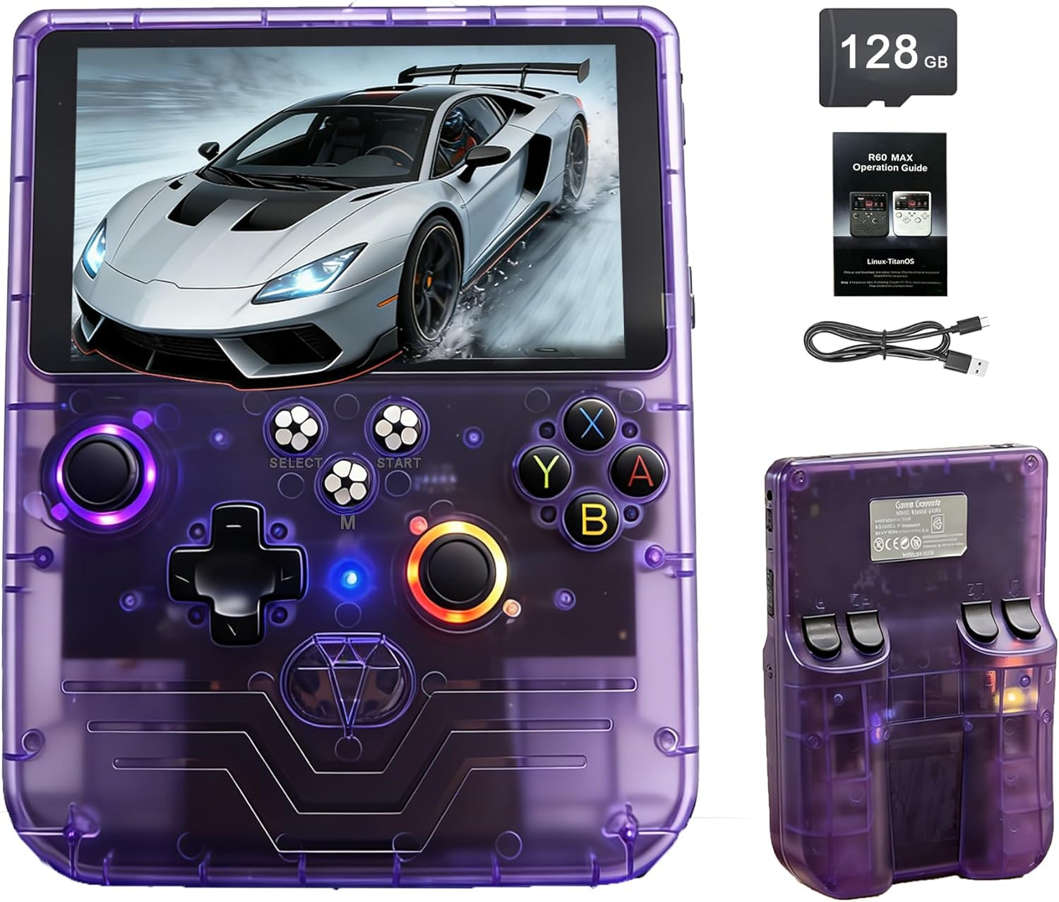 R60MAX Handheld Game Console, 5.5″ IPS Screen, 40000 Games, 128GB TF Card