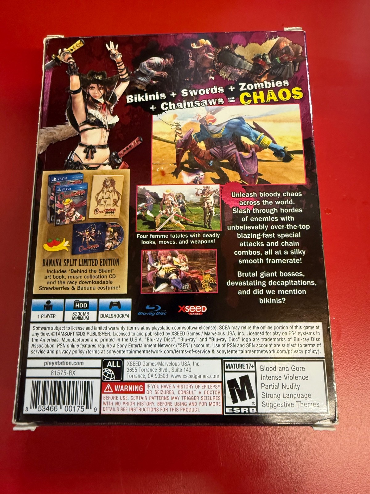 Onechanbara Z2: Chaos Banana Split Limited Edition (Sony PlayStation 4, 2015)CIB