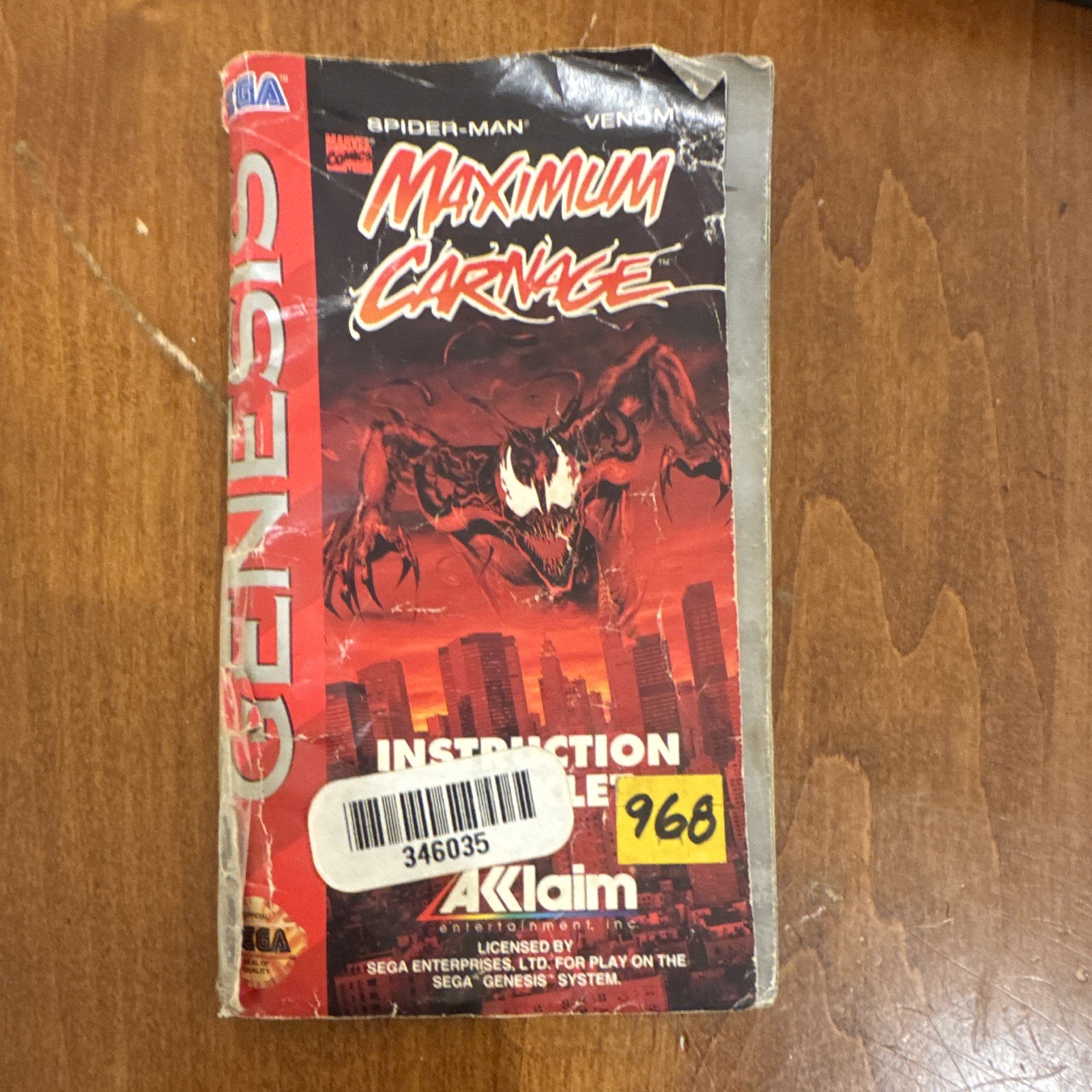 Acclaim Spider-Man & Venom: Maximum Carnage Sega Genesis 1994 CIB Complete