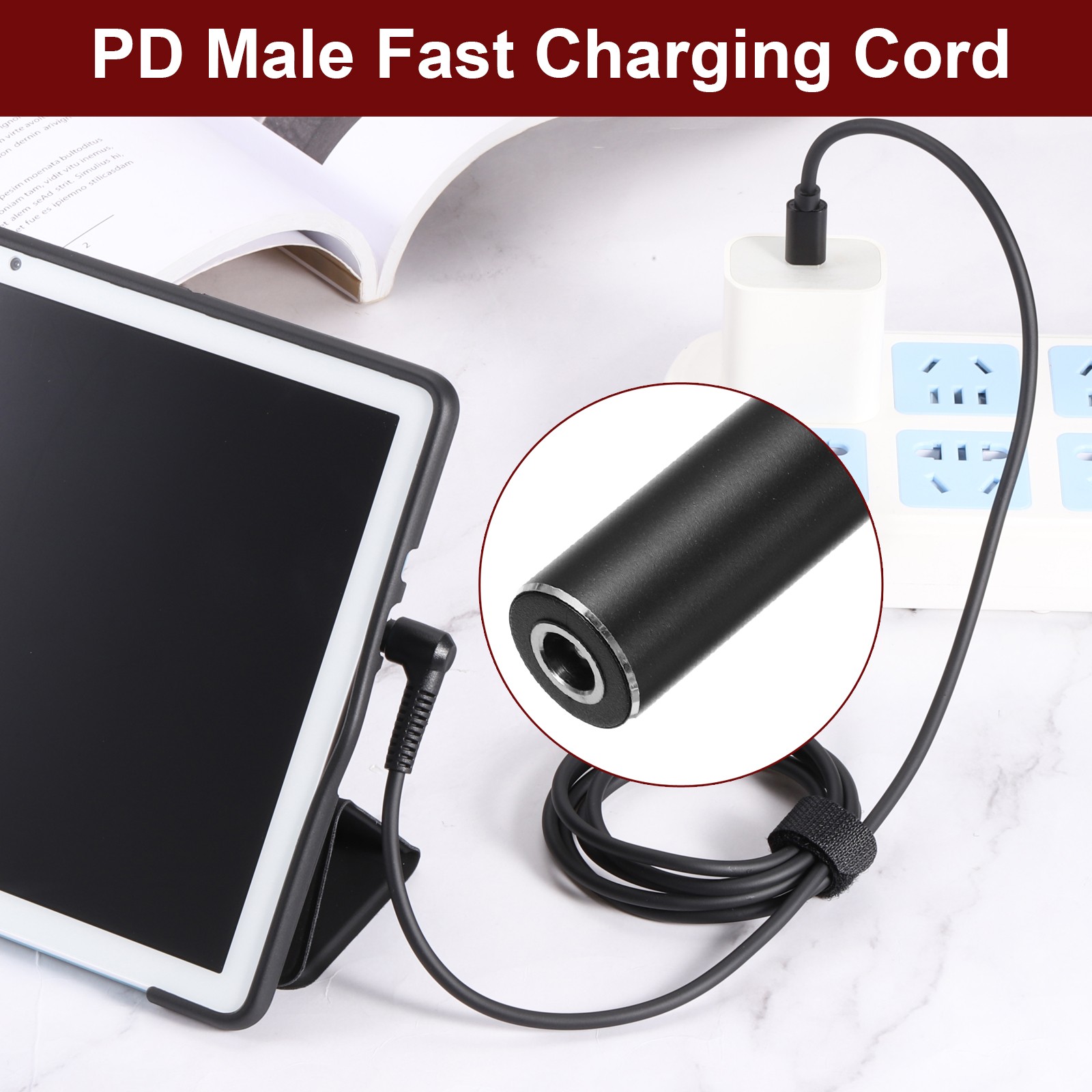 0.6FT USB C to DC PD Power Fast Charging Cable, 5.5mmx2.5mm 65W/5V/9V/20V(Black)