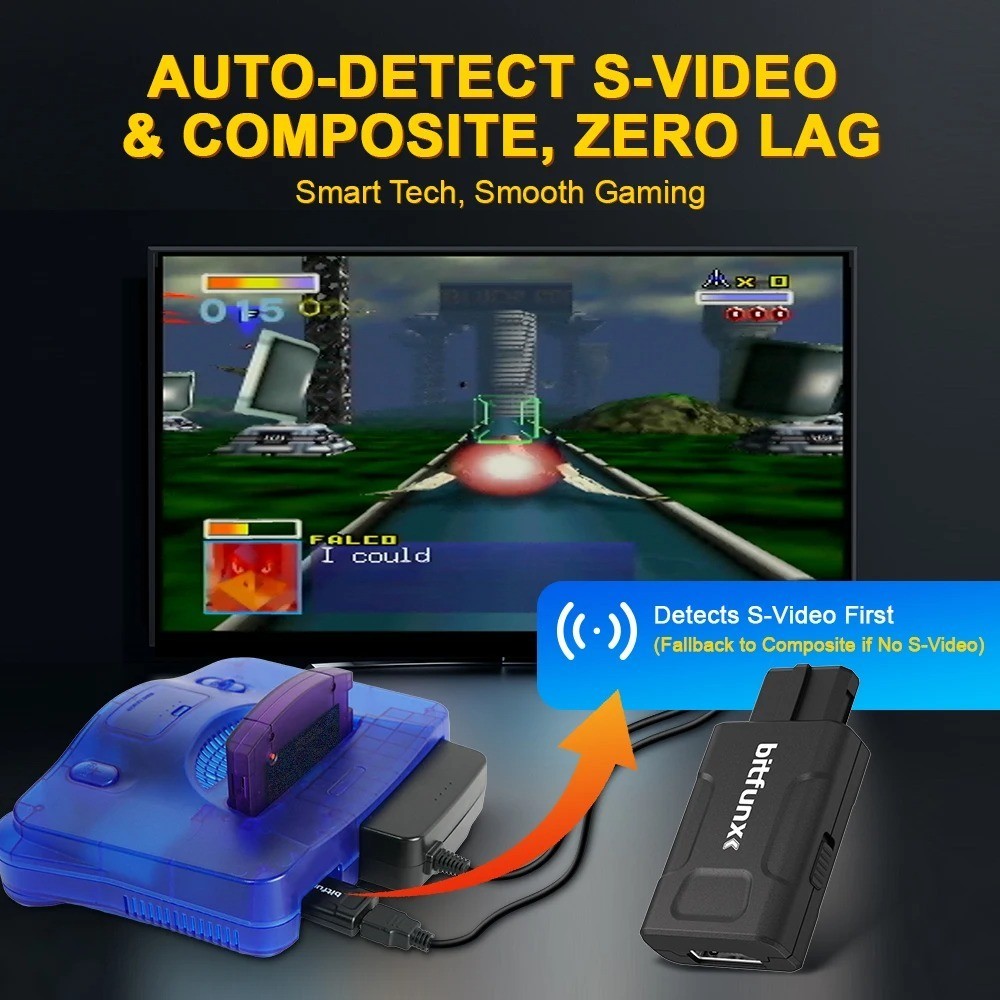 Bitfunx N64 HDMI Adapter 720P 1080P HD Converter Upscale N64 SNES SFC GameCube