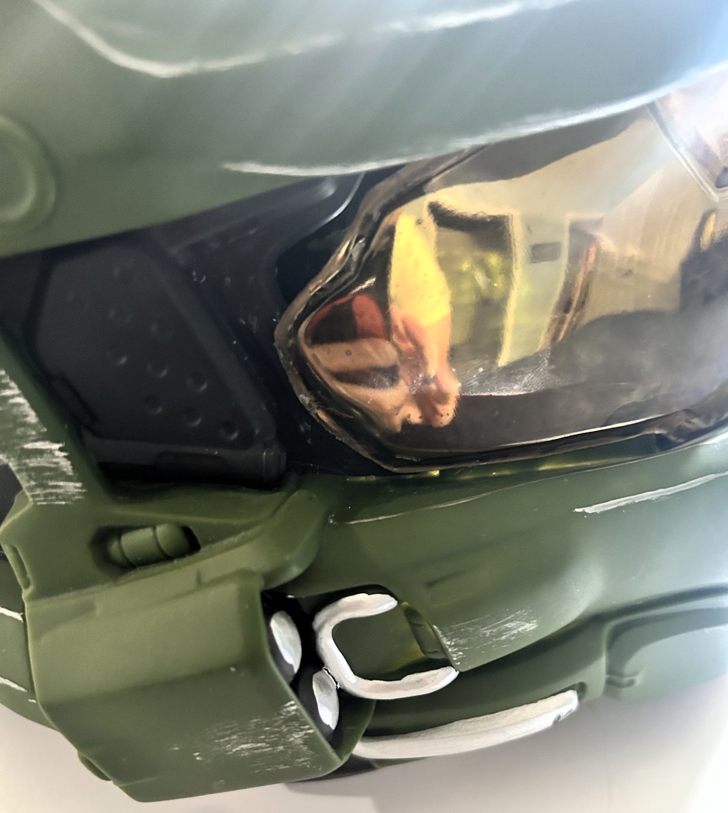 Halo Master Chief Spartan Helmet Costume Cosplay Mask Green Amber Visor Adult