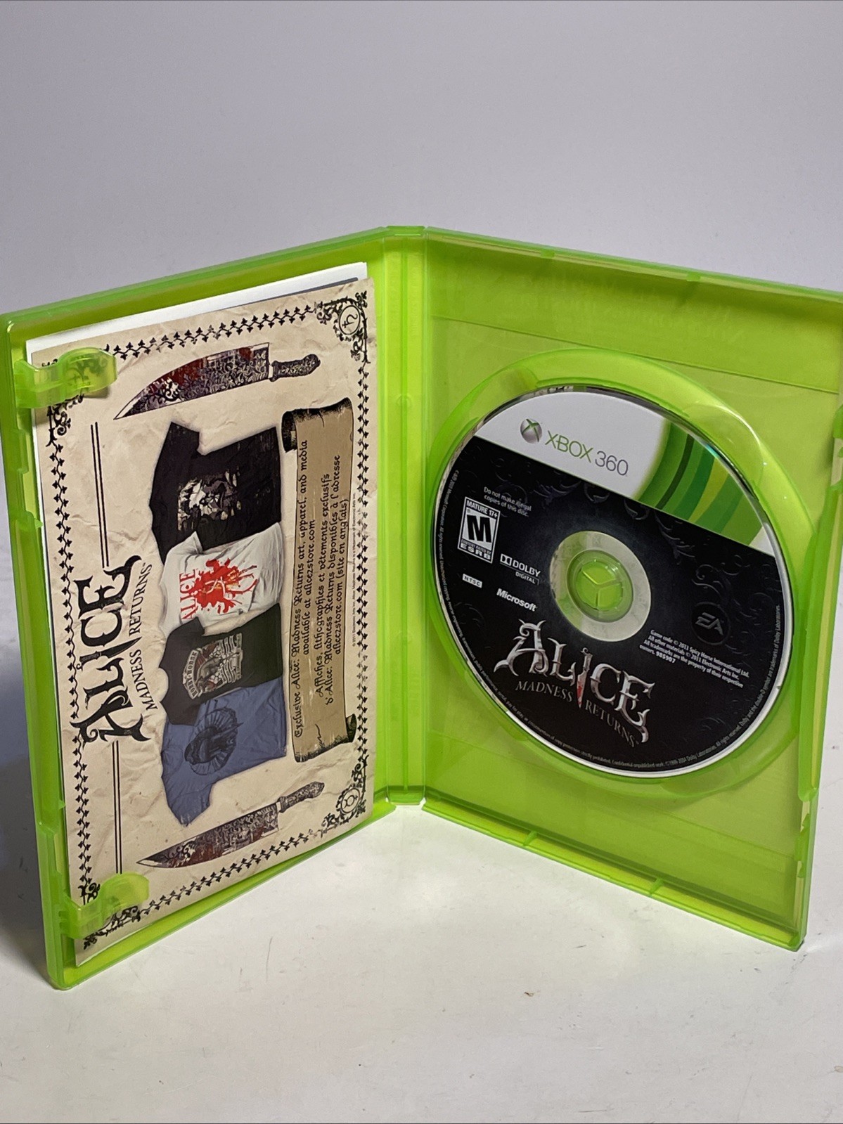 Alice Madness Returns (2011 Microsoft Xbox 360 EA w/ Inserts Read