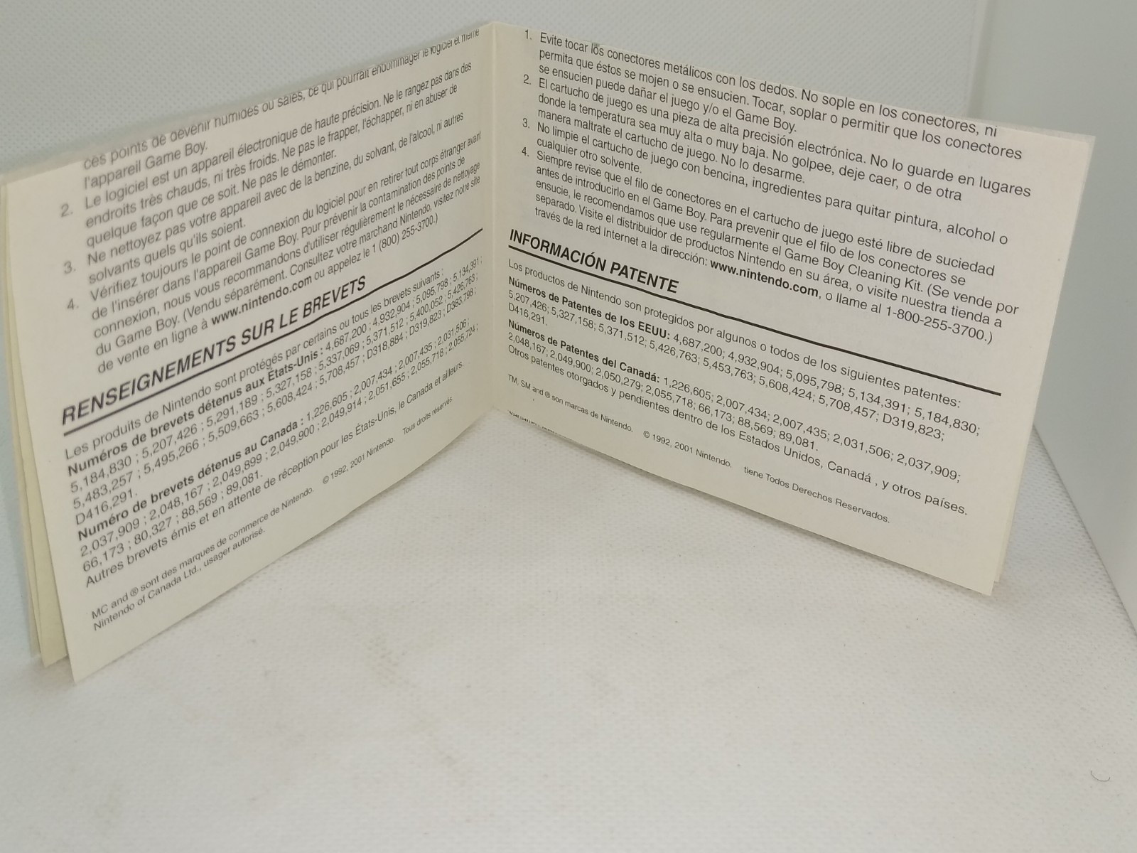 Game Boy Consumer Information & Precautions Booklet Fold Out U/DMG-USA-7 & More.