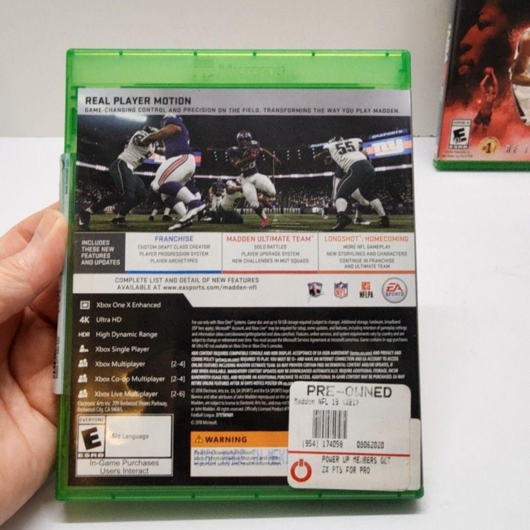 Madden NFL 16 Madden NFL 19 NBA 2K16 Xbox One Sports Game Lot 3 NTSC-U/C