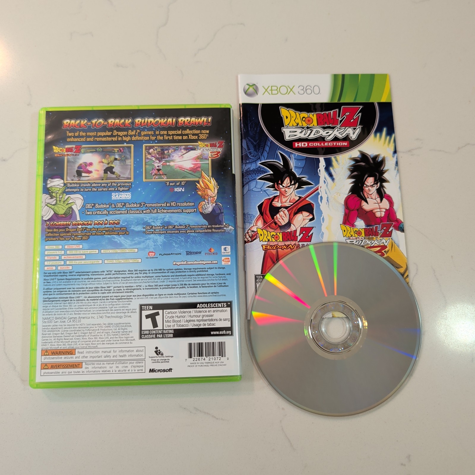 Dragon Ball Z: Budokai HD Collection (Microsoft Xbox 360, 2012) w/ Manual