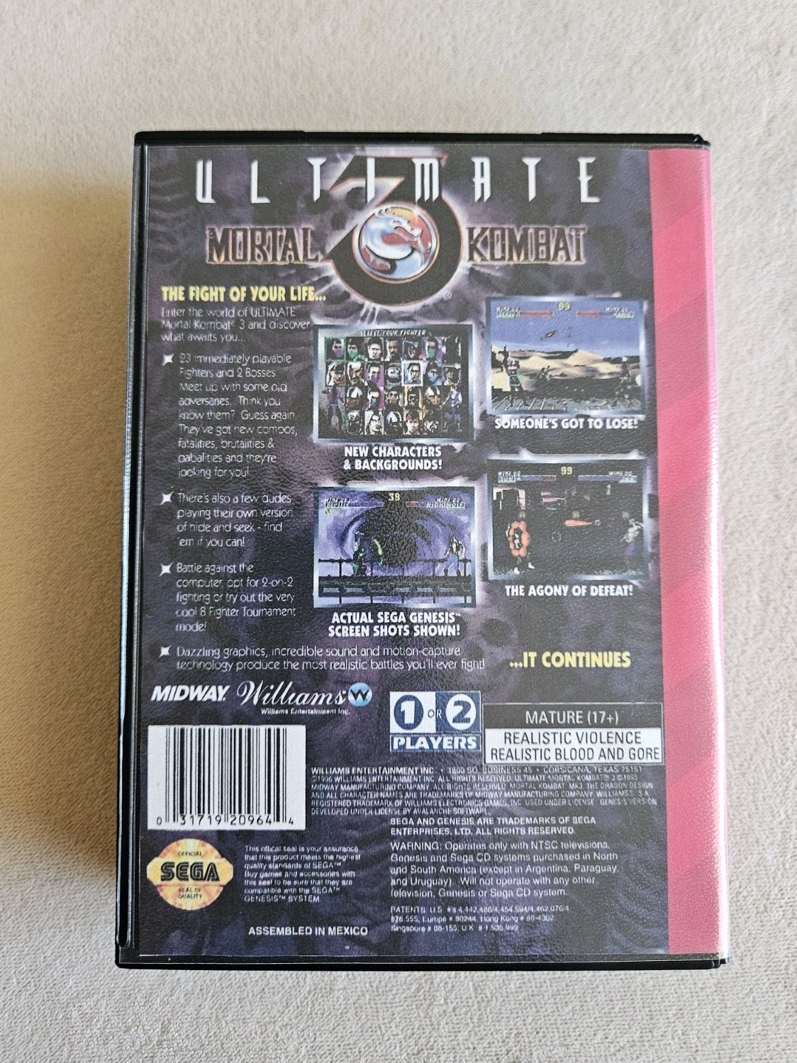 ULTIMATE MORTAL KOMBAT 3 SEGA GENESIS COMPLETE IN BOX READ DESCRIPTION